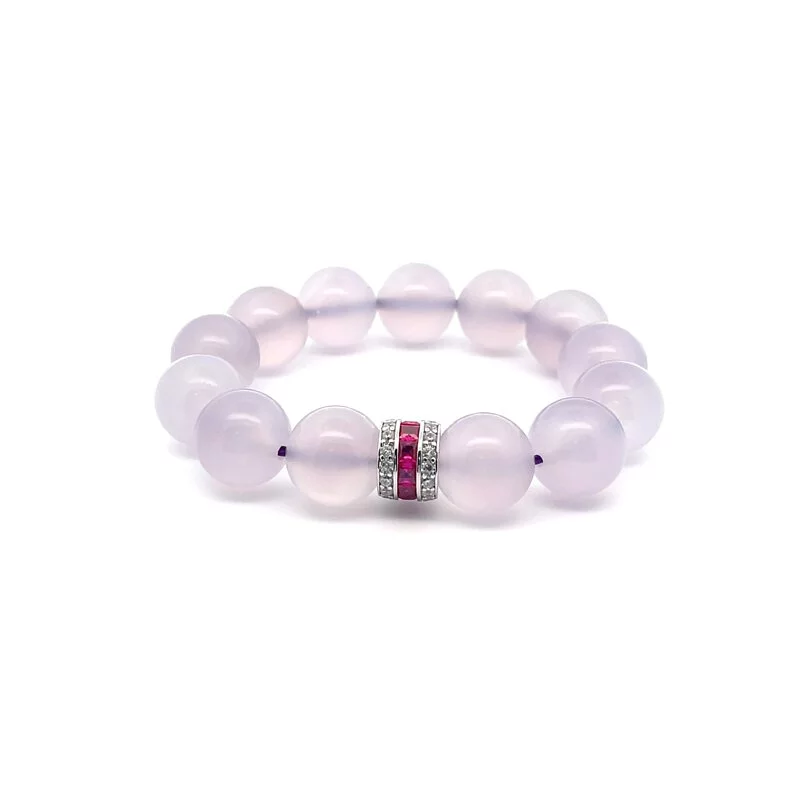 Natural Untreated Pale Lavender Chalcedony Bracelet (PCH00012)