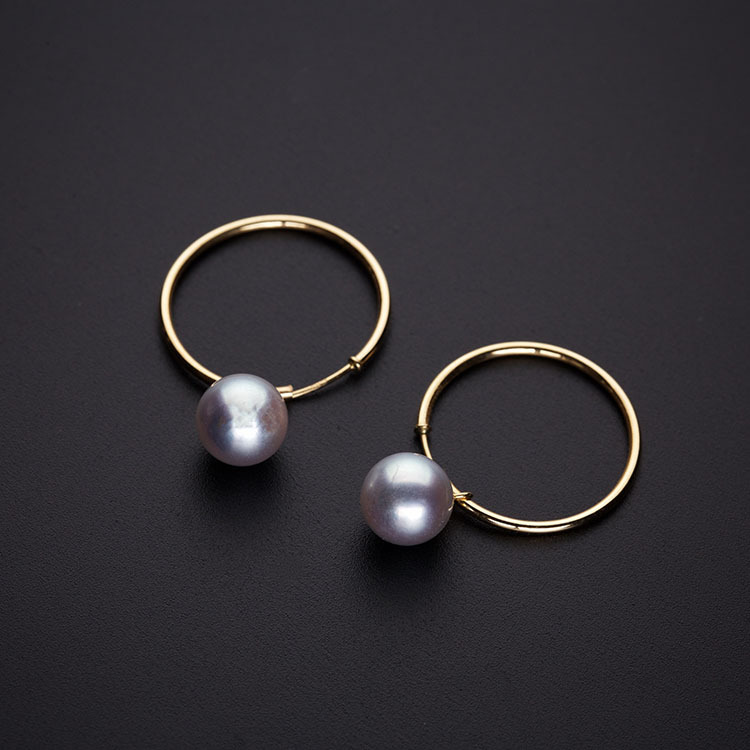 Stunning Silver Blue Round Akoya Earrings (PPE00004)