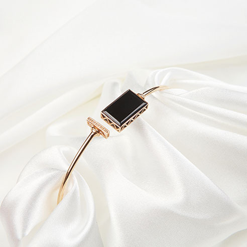 18k Rosegold Omphacite Open Wire Bracelet (PJA00085)