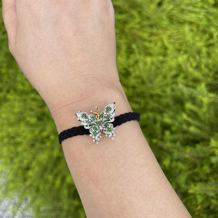 18k White Gold Green Pendant/ Ring/ Brooch and Bracelet Butterfly (PJA00064)