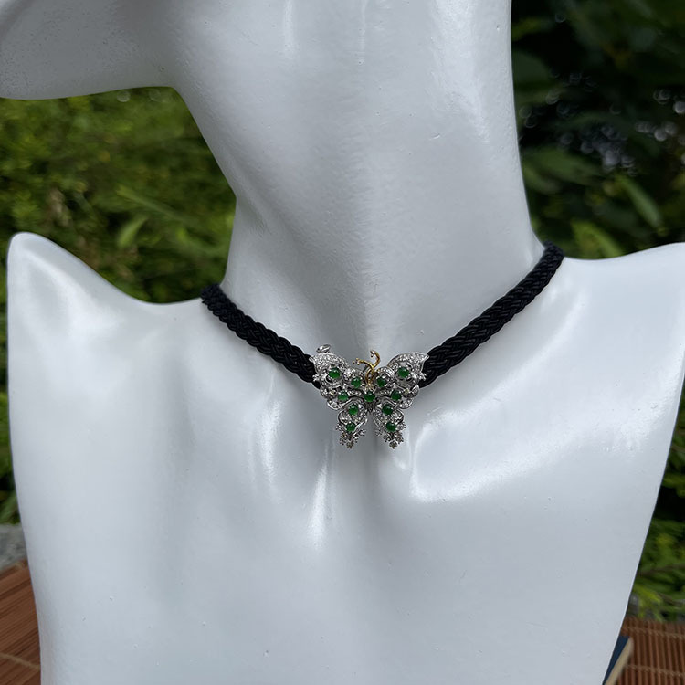 18k White Gold Green Pendant/ Ring/ Brooch and Bracelet Butterfly (PJA00064)