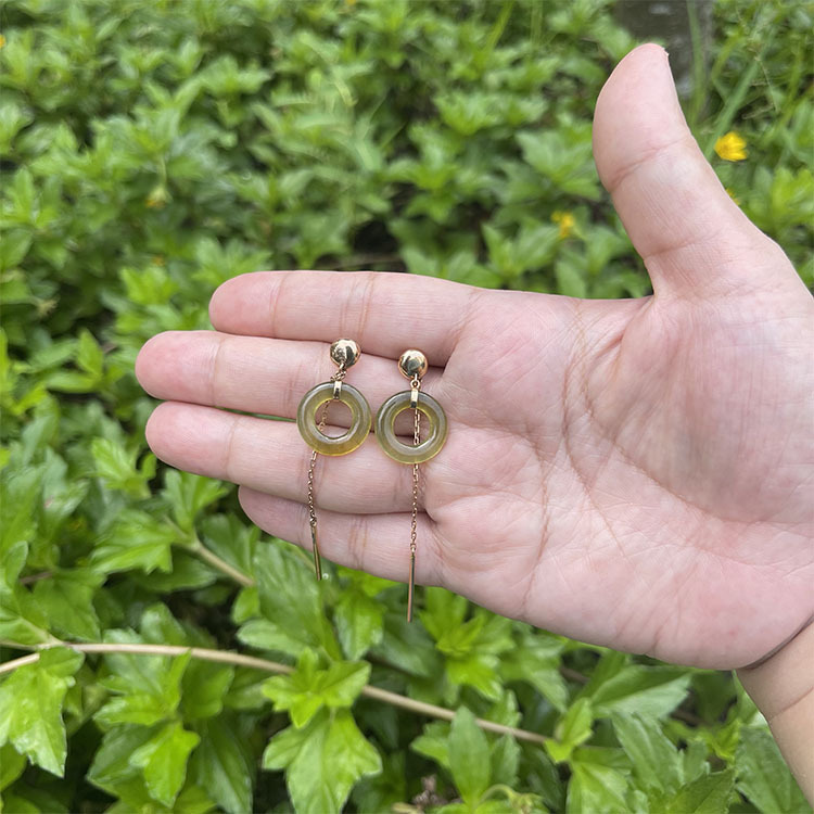 Olive Green Loops Earrings (PJA00031)