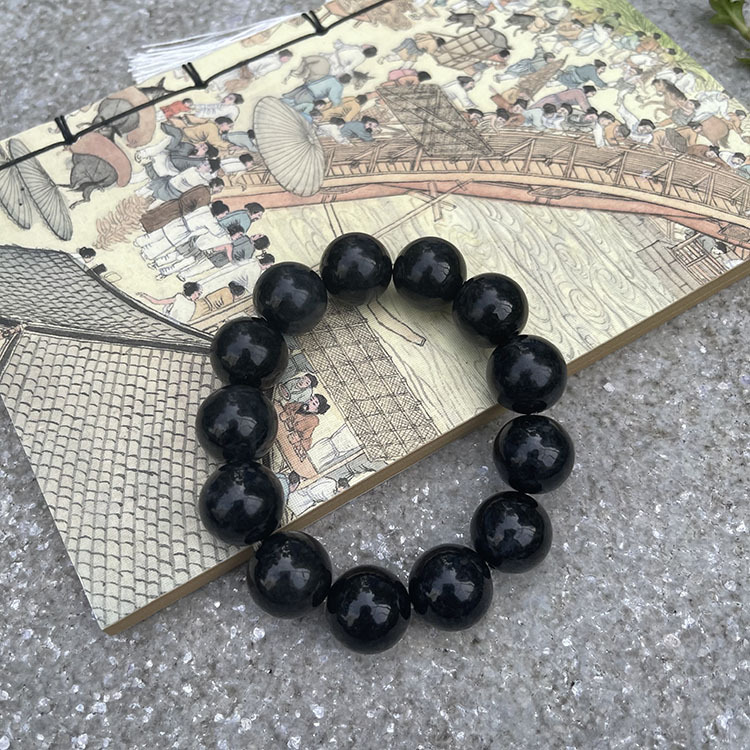 Black Jadeite Bracelet - Round Huge Beads (PJA00014)