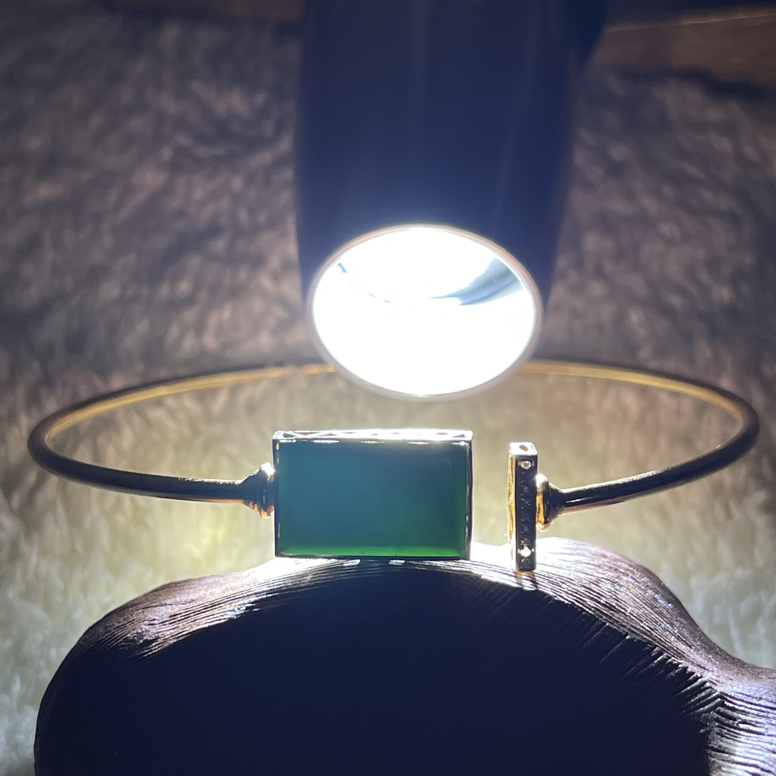 18k Rosegold Omphacite Open Wire Bracelet (PJA00085)