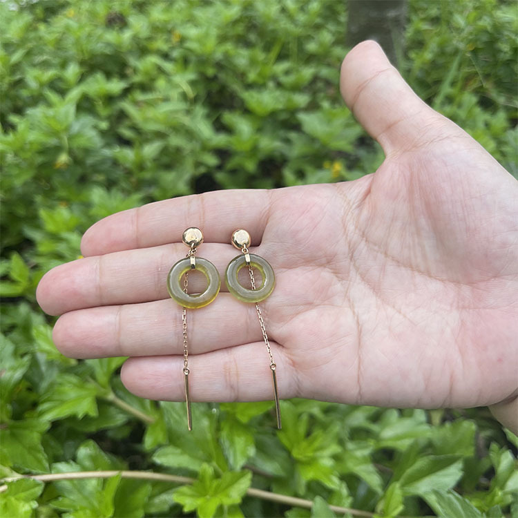 Olive Green Loops Earrings (PJA00031)
