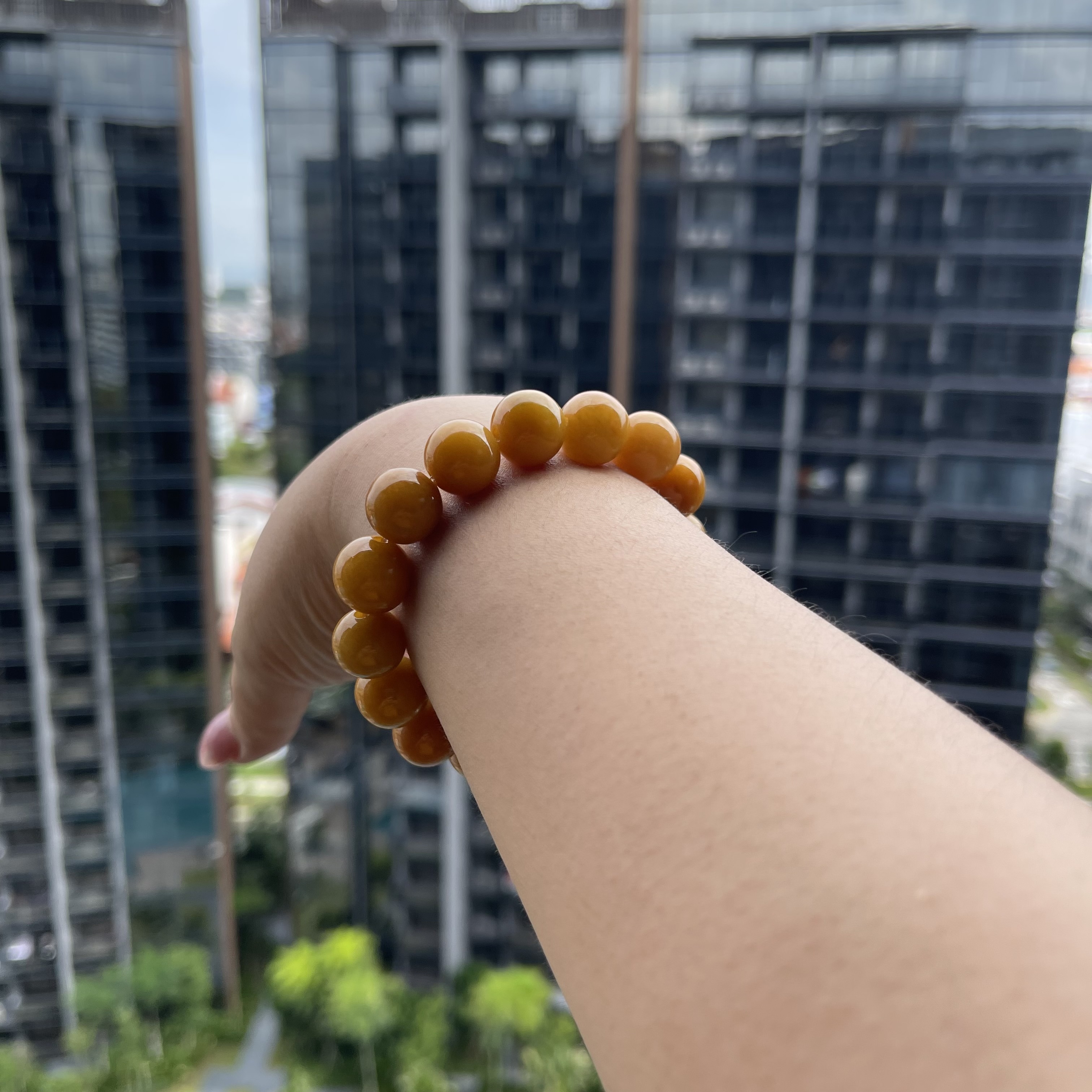 Yellow Jadeite Beads Bracelet (PJA00101)