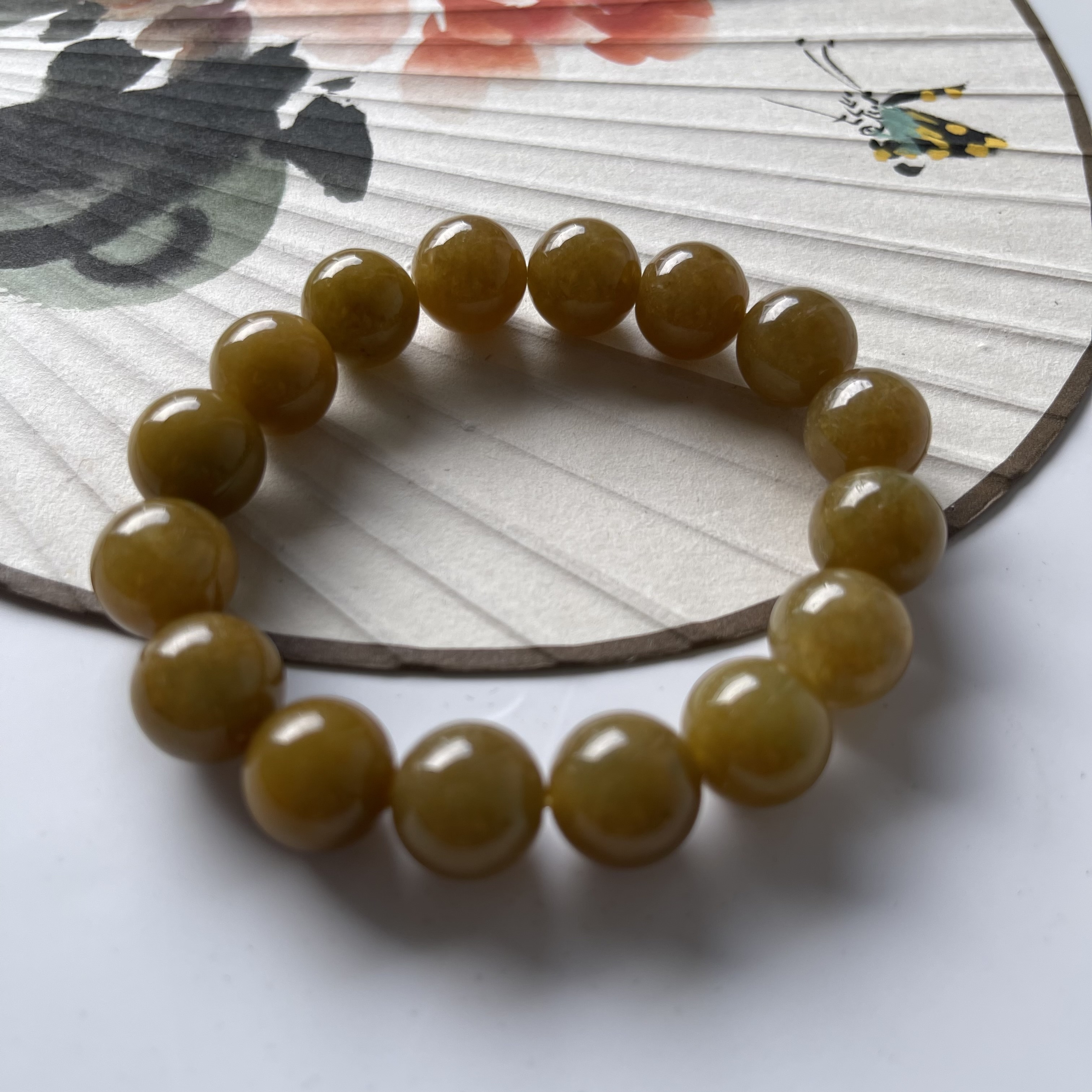 Yellow Jadeite Beads Bracelet (PJA00115)