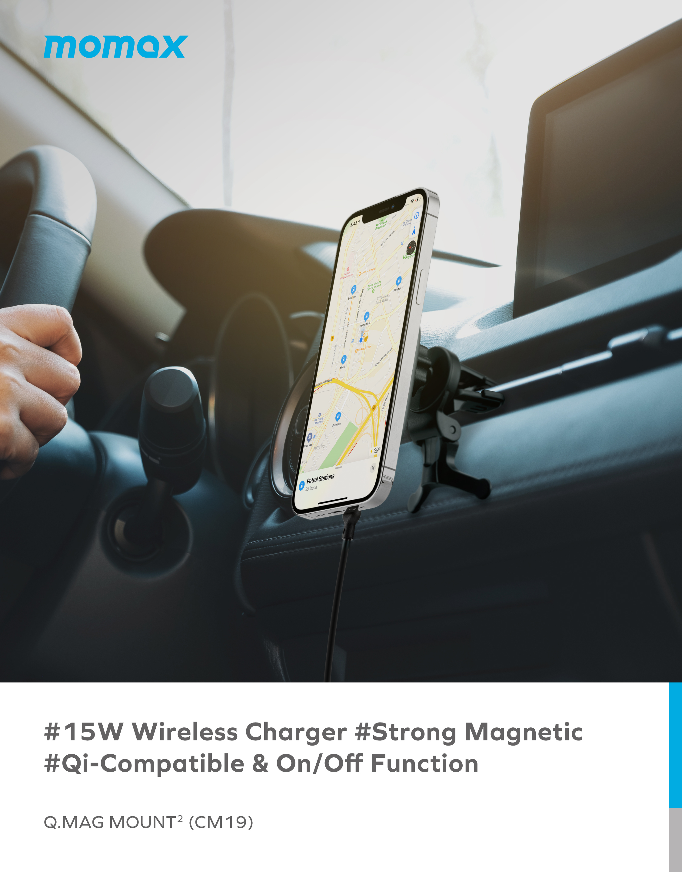 Q.Mag Mount 2 15W Magnetic Wireless Charging Car Mount