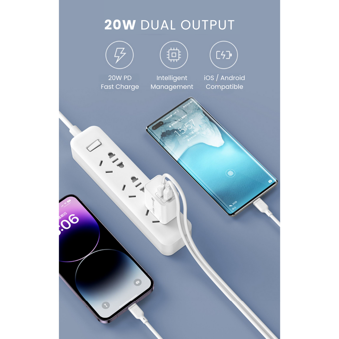 One Plug 20W Dual-Port Fast Charging Adapter