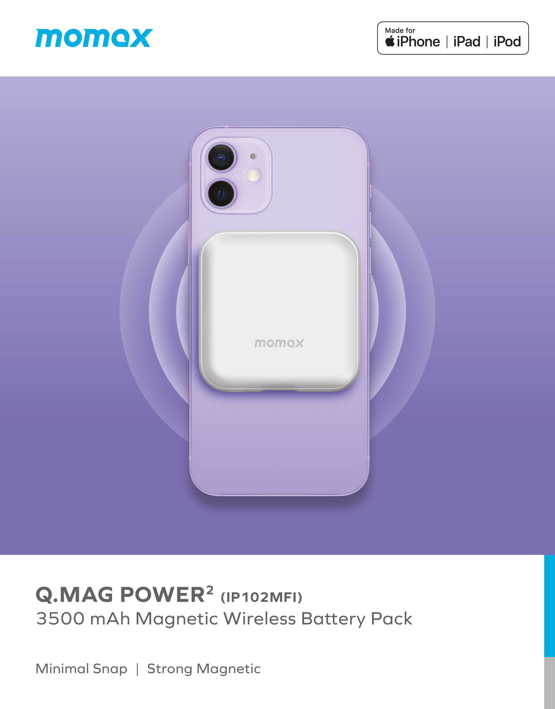 Q.Mag Power 2 Magnetic Wireless Battery Pack 3500mAh