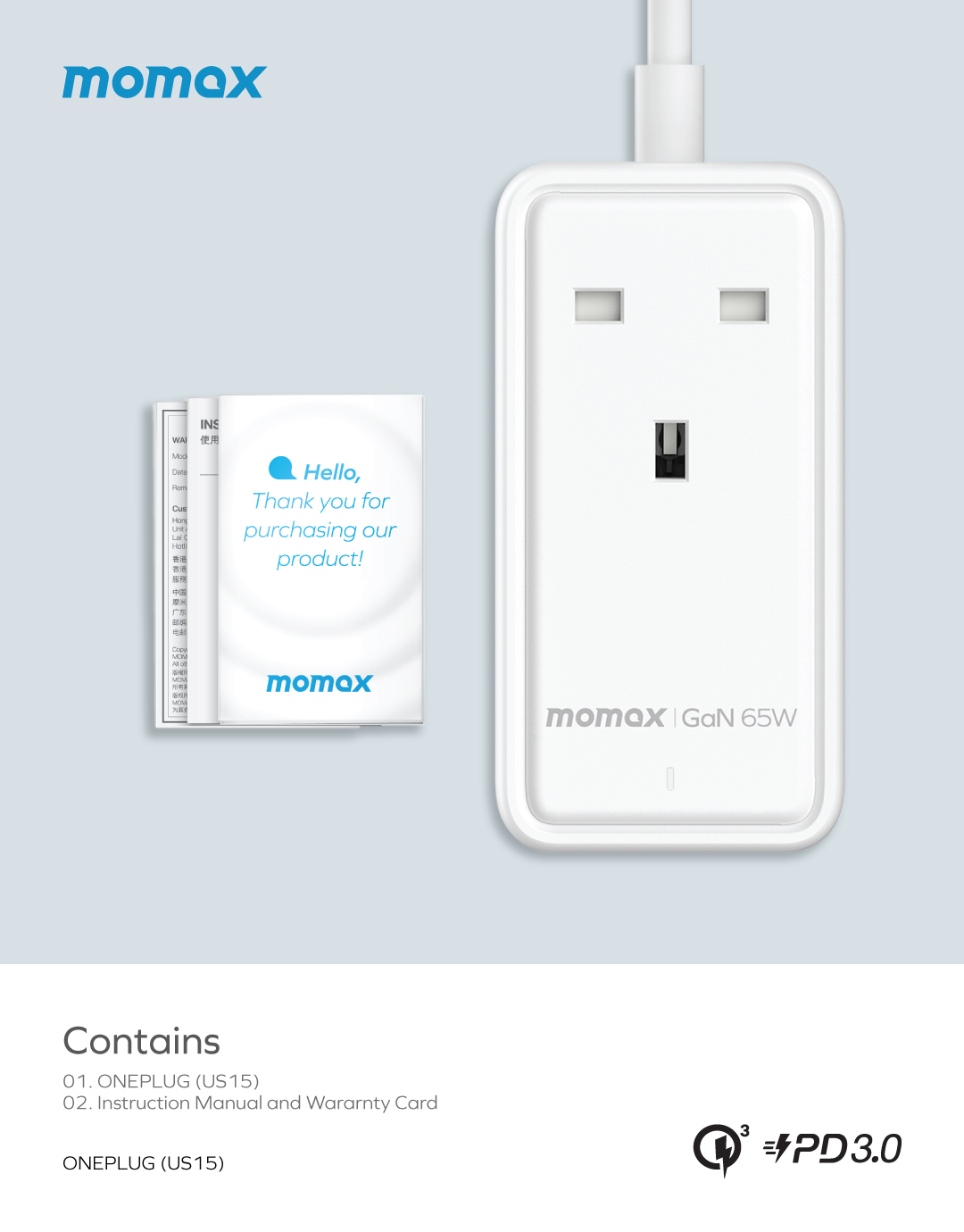 ONEPLUG 65W GaN Extension Cord