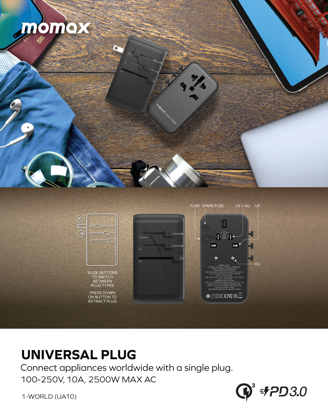 1-World Travel Adapter GaN (100W)