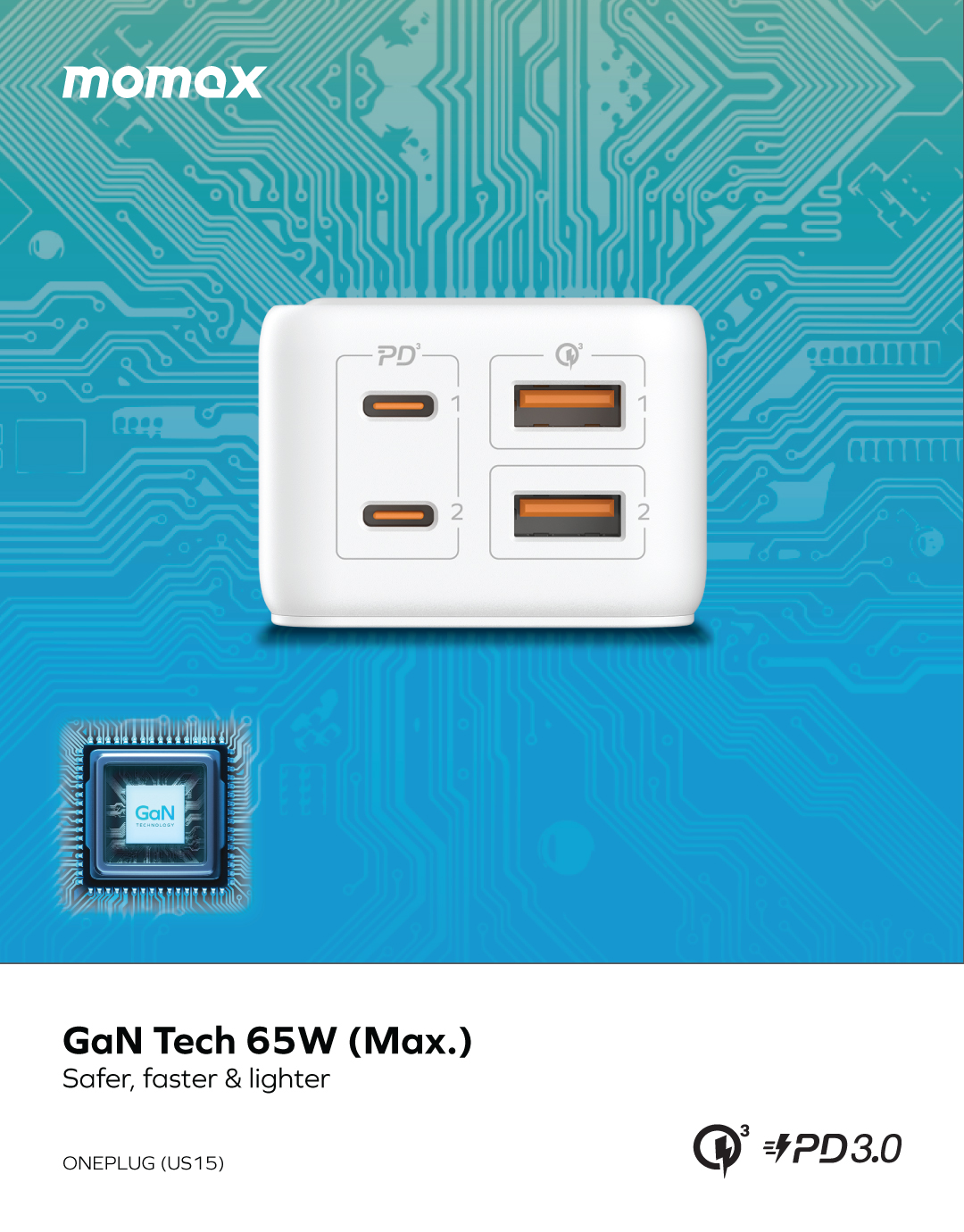 ONEPLUG 65W GaN Extension Cord