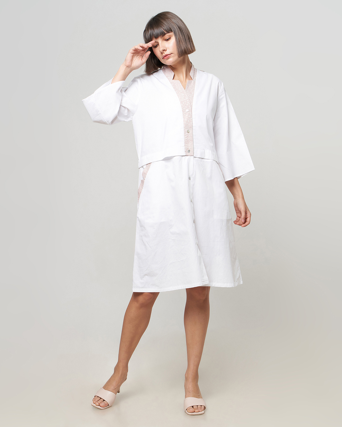Multiway Long Sleeved Shirt Dress with Ikat