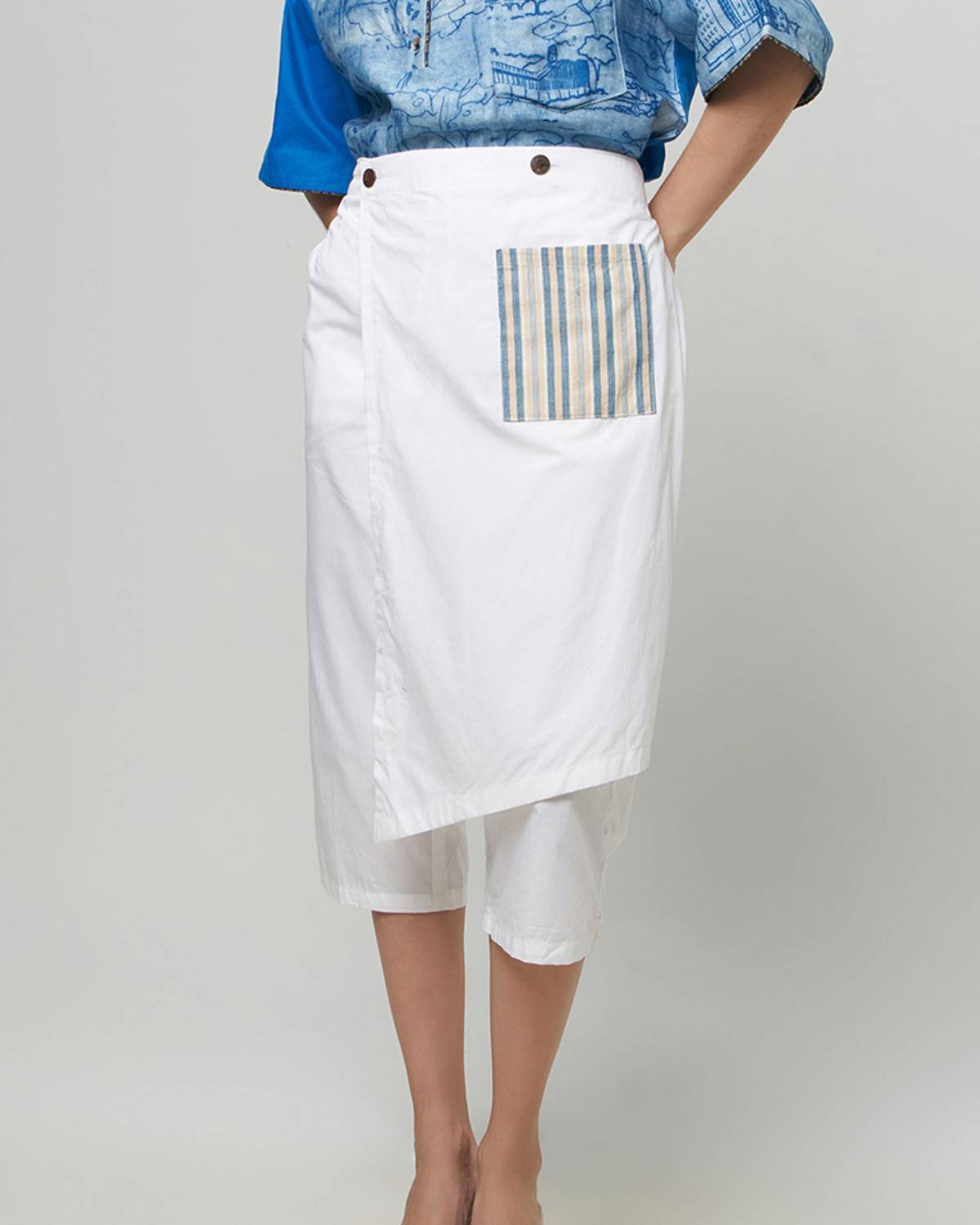 NEW_white sarong pants with ikat
