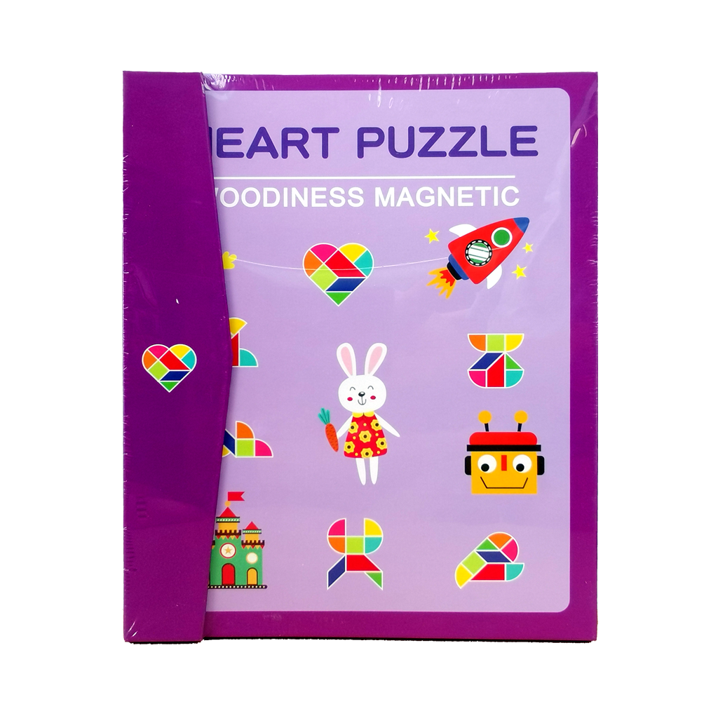 Wooden Tangram Puzzle Magnetic Book - Heart