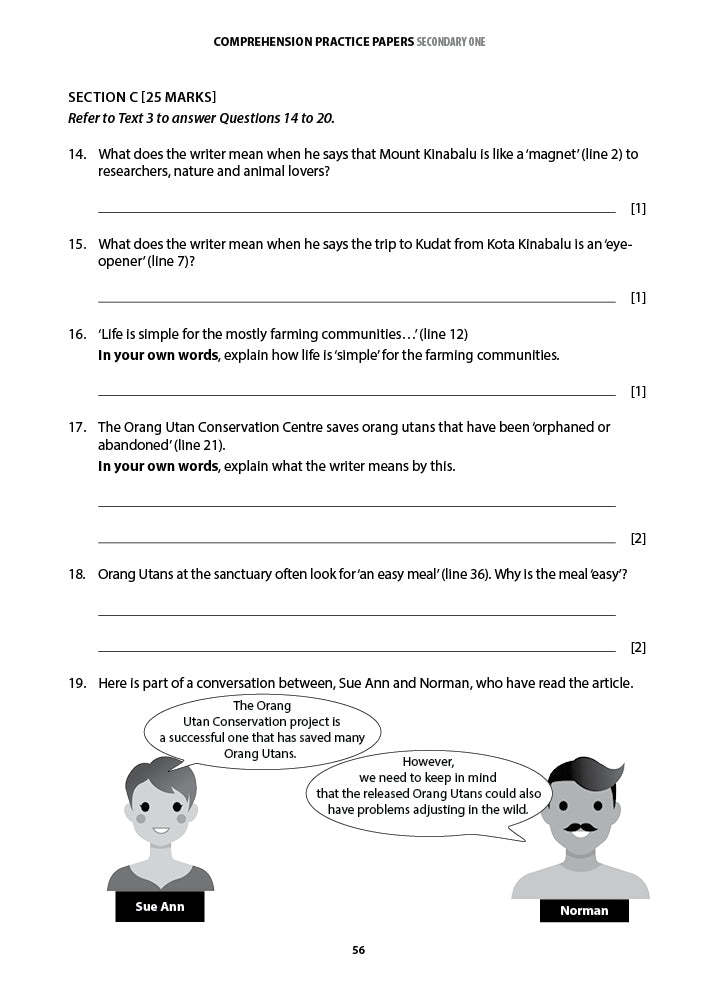 English Comprehension Practice Papers Secondary 1