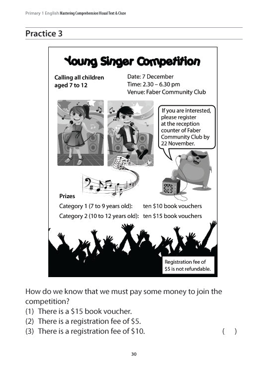 Primary 1 English: Mastering Comprehension Visual Text and Cloze