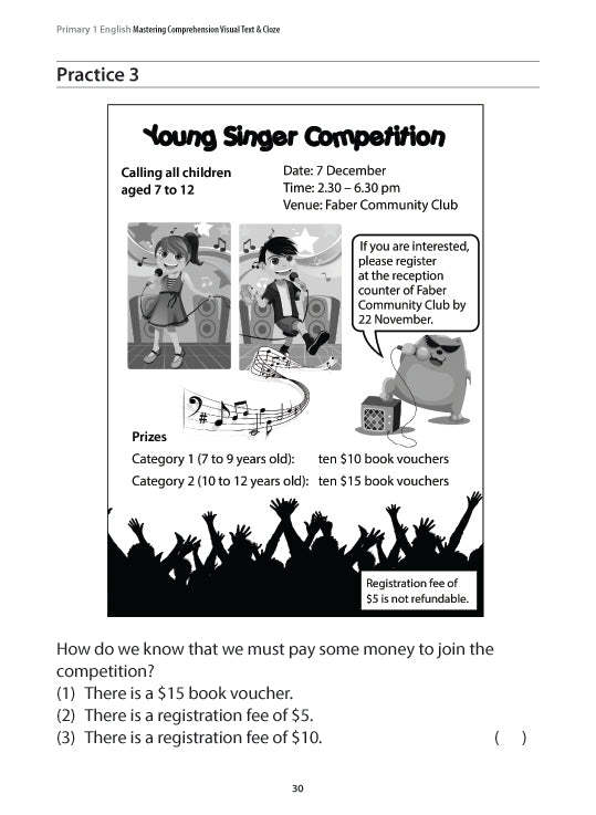 Primary 1 English: Mastering Comprehension Visual Text and Cloze