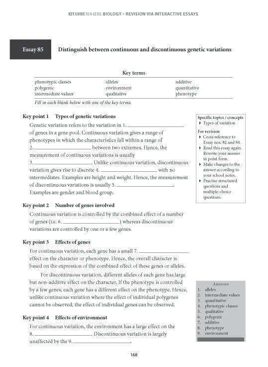 Key Guide A-Level H2 Biology Revision Via Essays