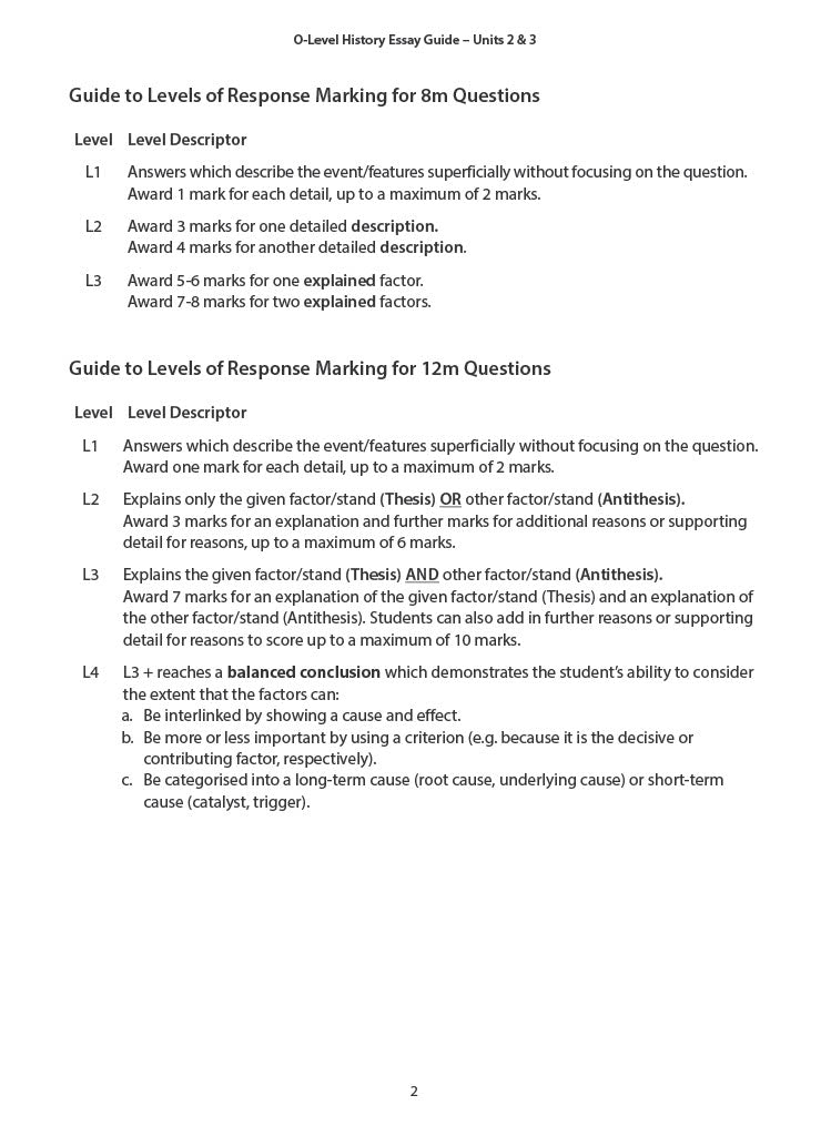 O-Level History (Pure/Elective) Essay Guide for Units 2 & 3