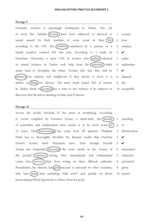 English Editing Practice Secondary 2 Express/Normal(Academic)