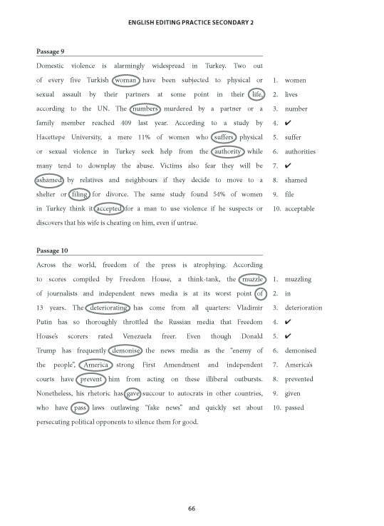 English Editing Practice Secondary 2 Express/Normal(Academic)