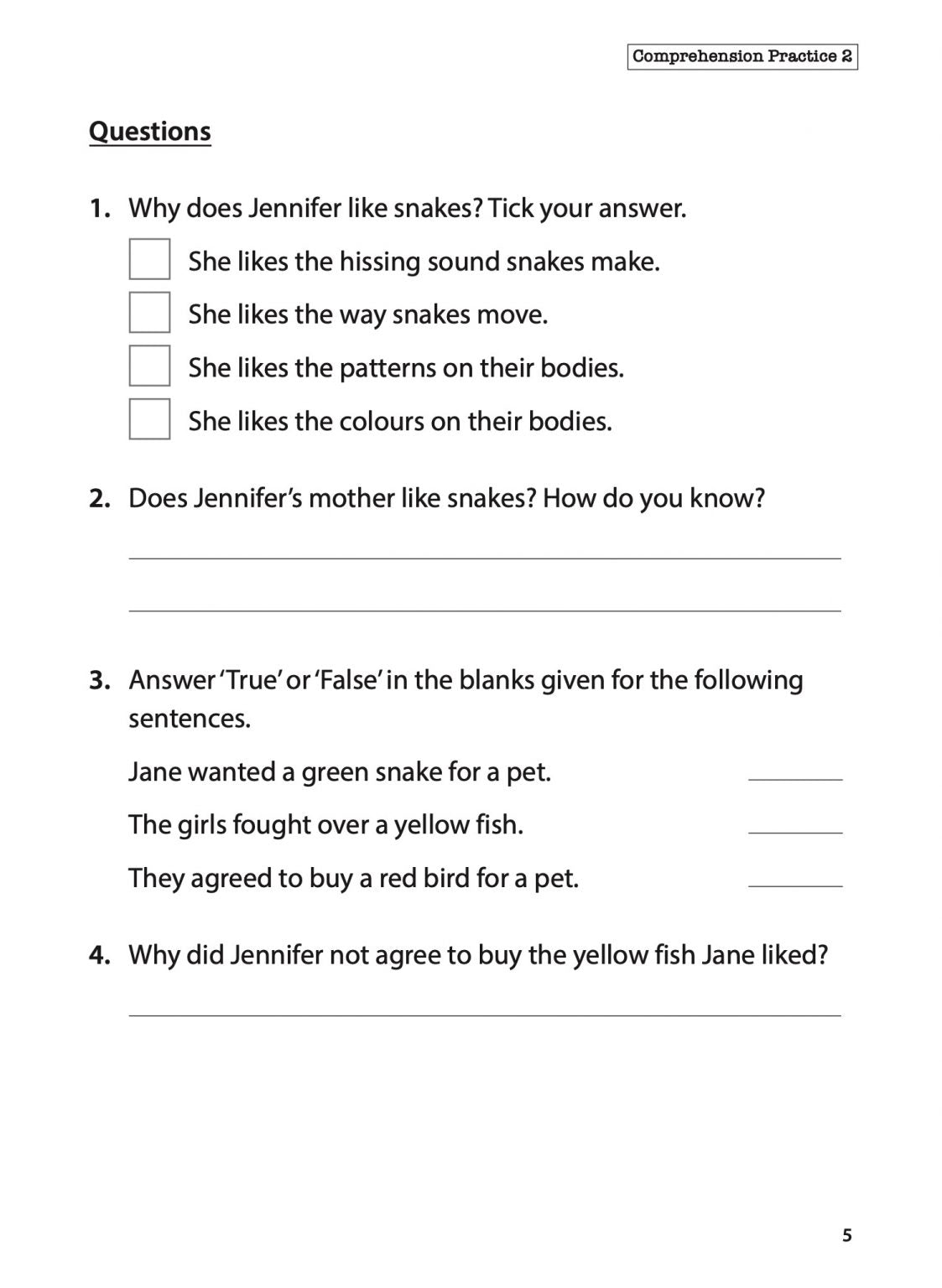 Primary 2 English Comprehension Practice