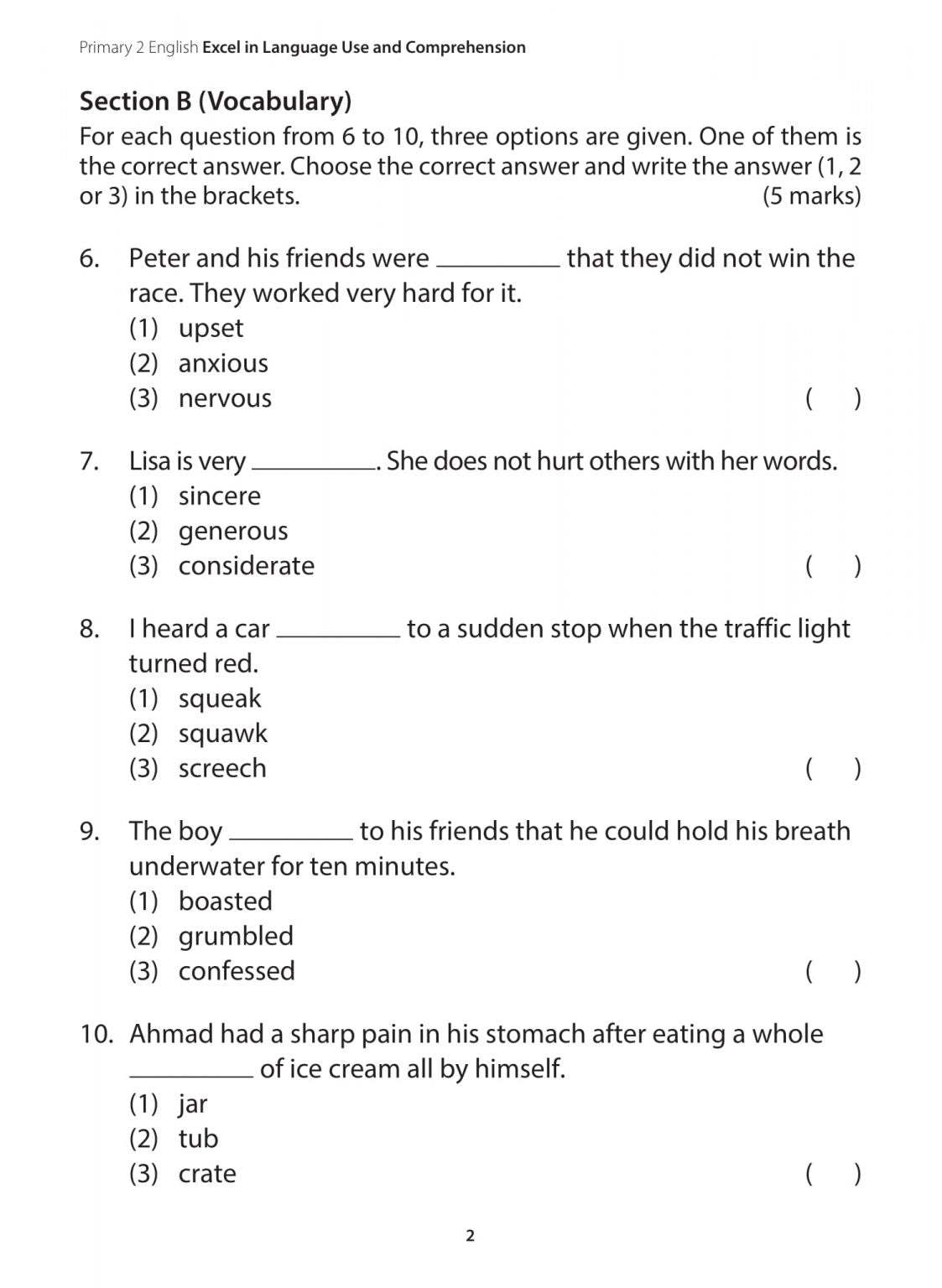 Primary 2 English Excel in Language Use and Comprehension