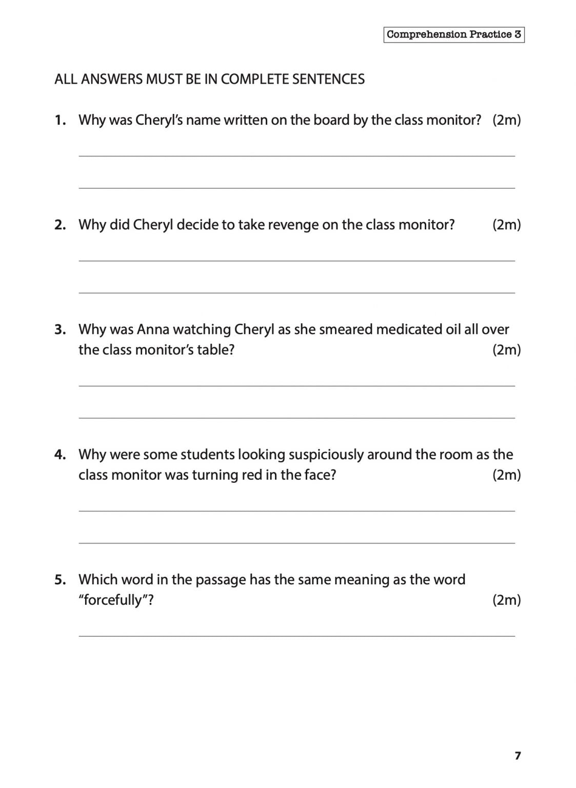 Primary 3 English Comprehension Practice
