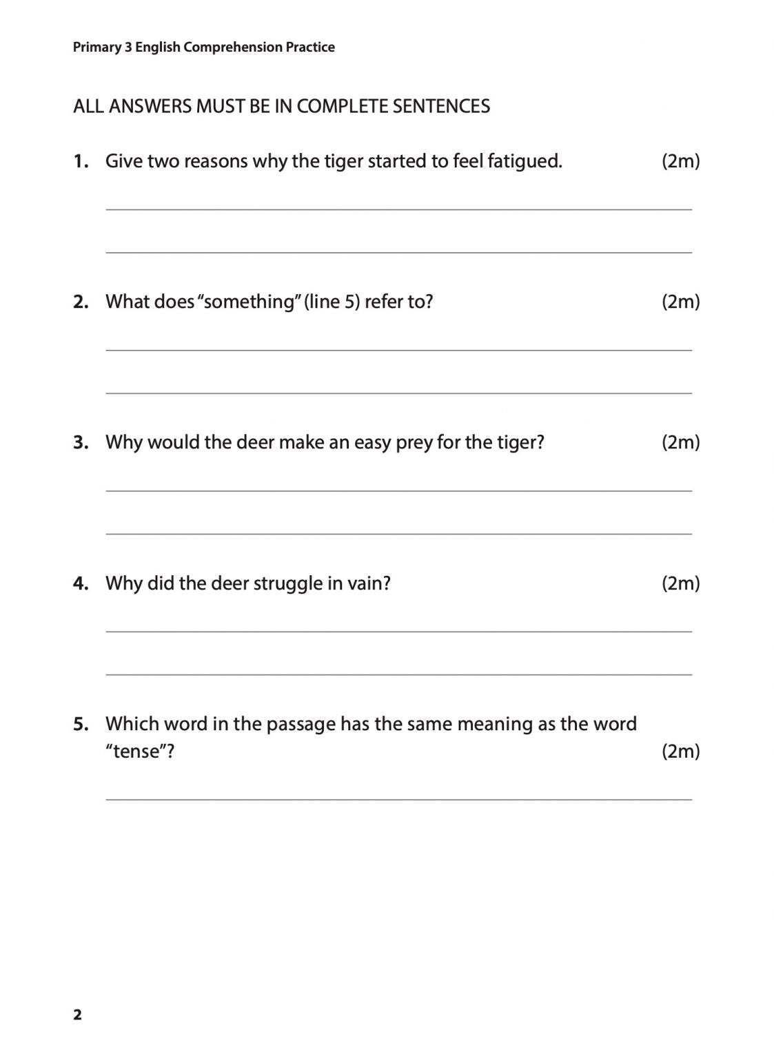 Primary 3 English Comprehension Practice