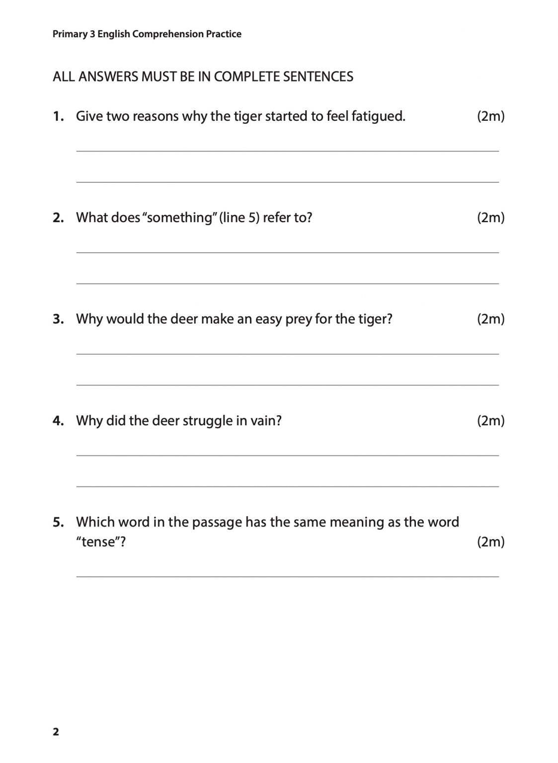 Primary 3 English Comprehension Practice