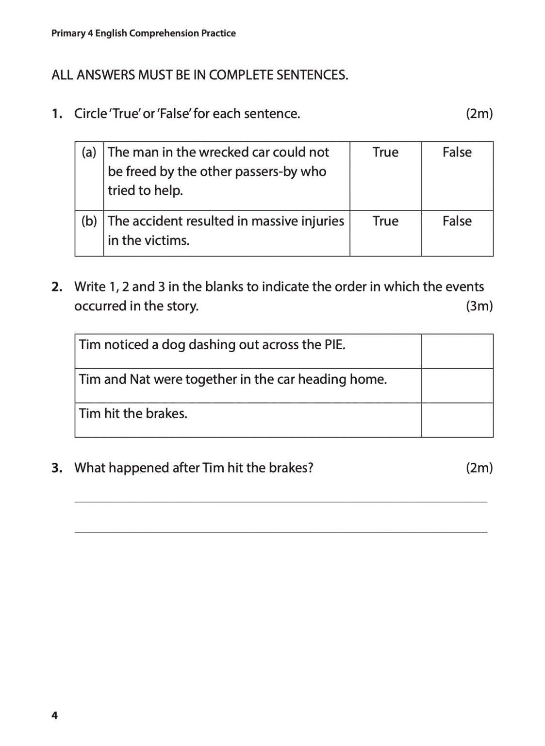 Primary 4 English Comprehension Practice