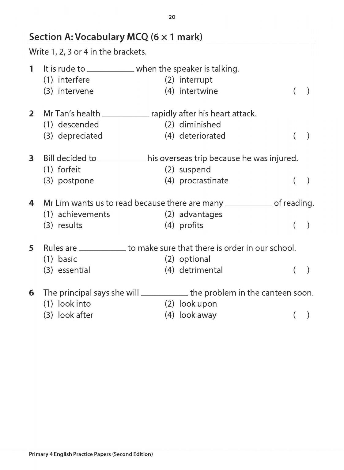 Primary 4 English Practice Papers Second Edition