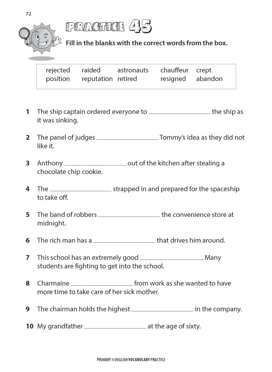 Primary 4 English Vocabulary Practice