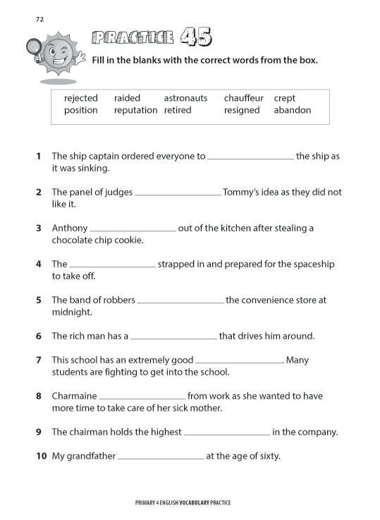 Primary 4 English Vocabulary Practice