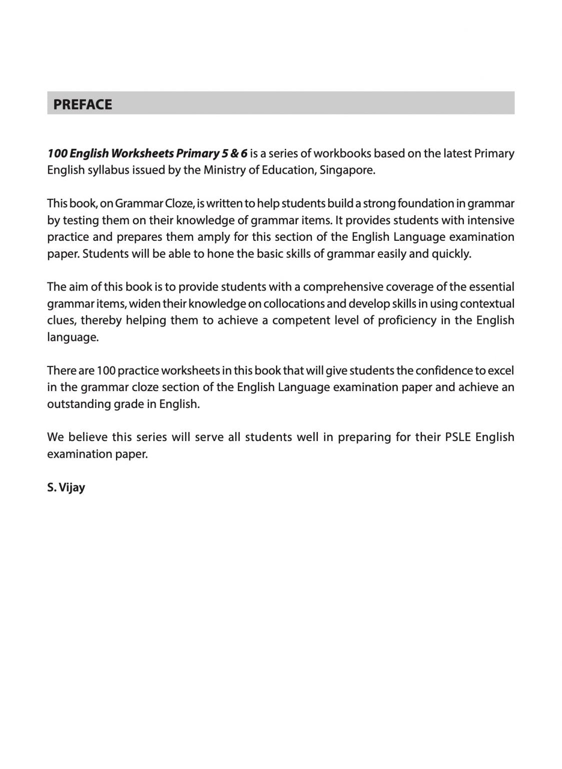 100 English Worksheets Primary 5 & 6: Grammar Cloze