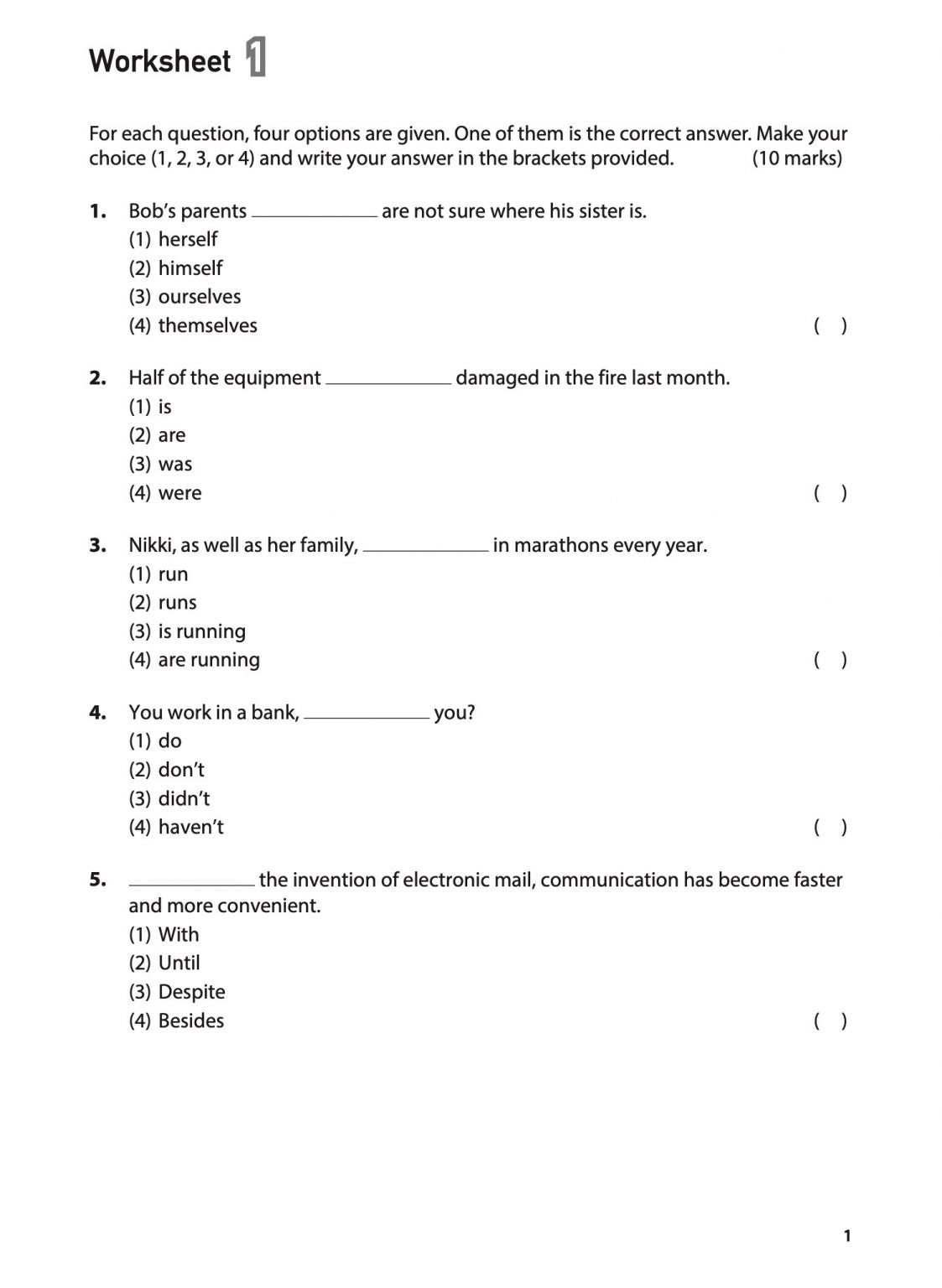100 English Worksheets Primary 5 & 6: Grammar MCQ