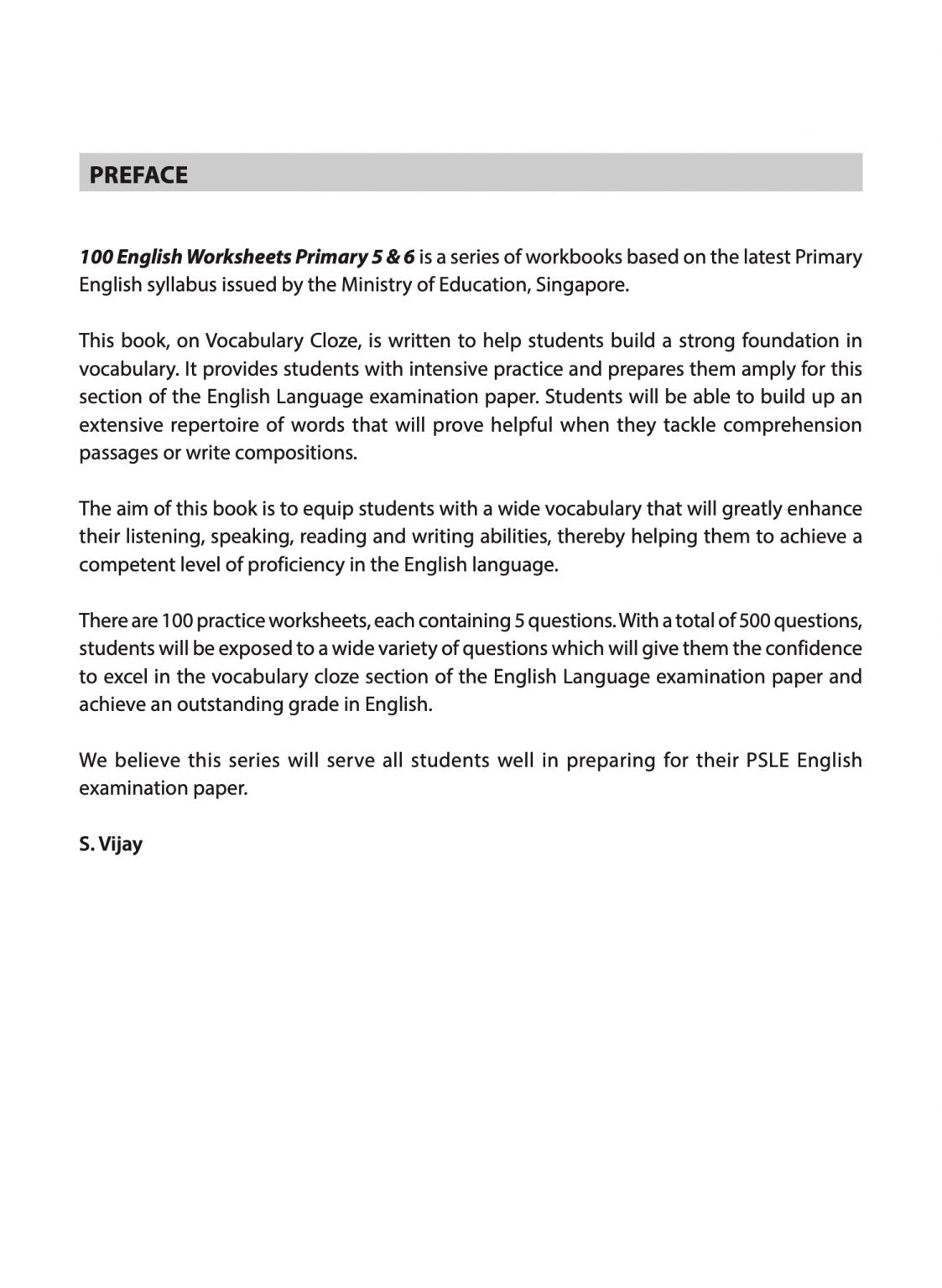 100 English Worksheets Primary 5 & 6: Vocabulary Cloze