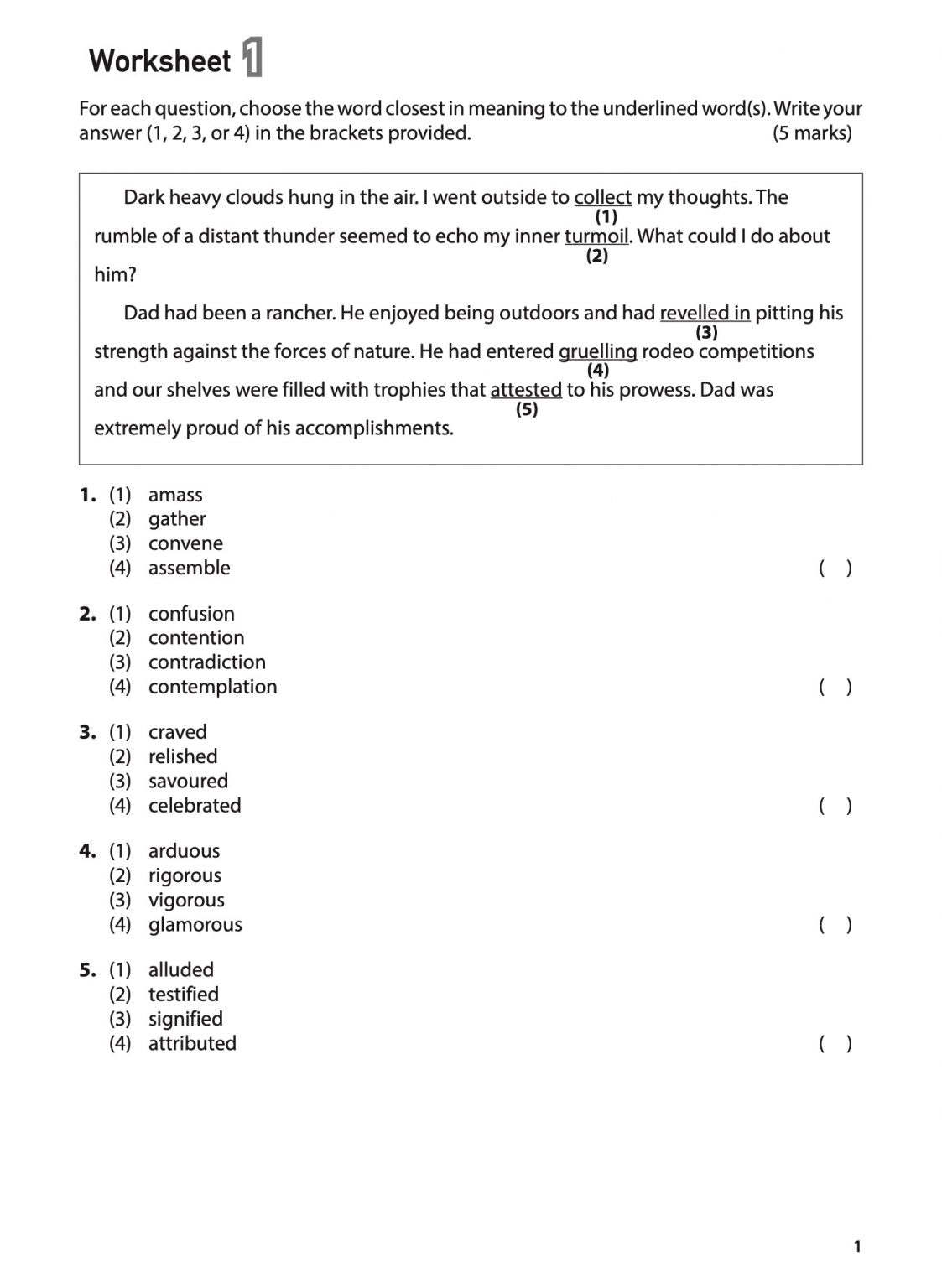 100 English Worksheets Primary 5 & 6: Vocabulary Cloze