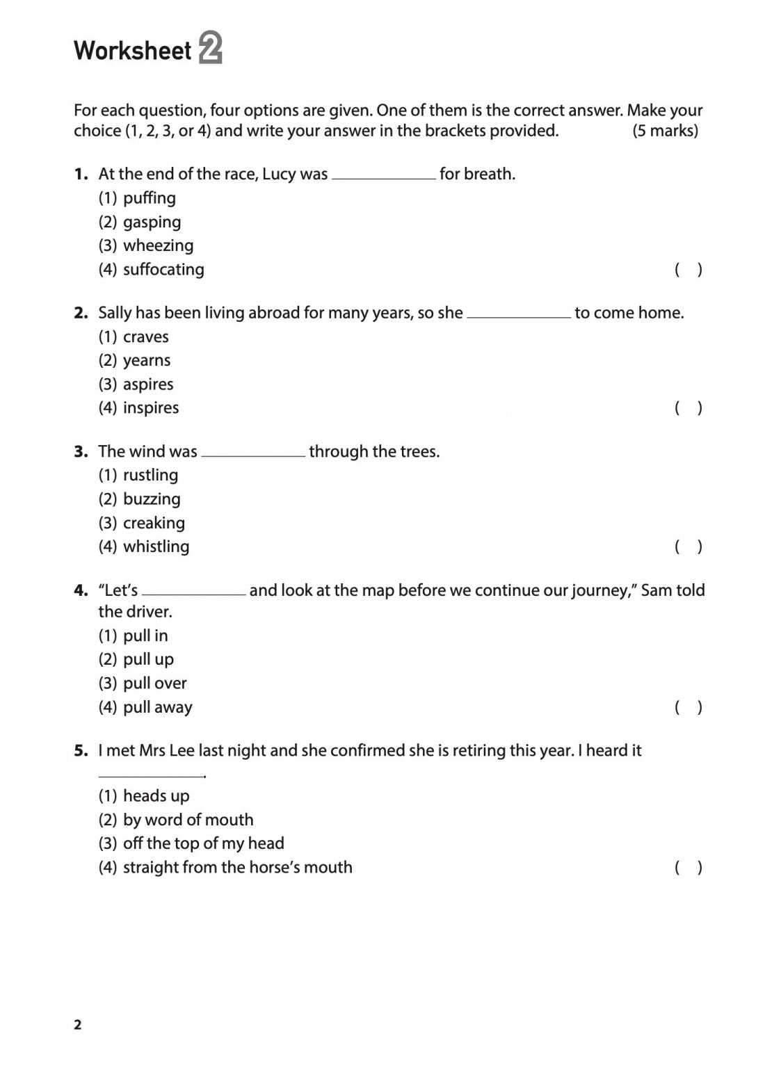 100 English Worksheets Primary 5 & 6: Vocabulary MCQ