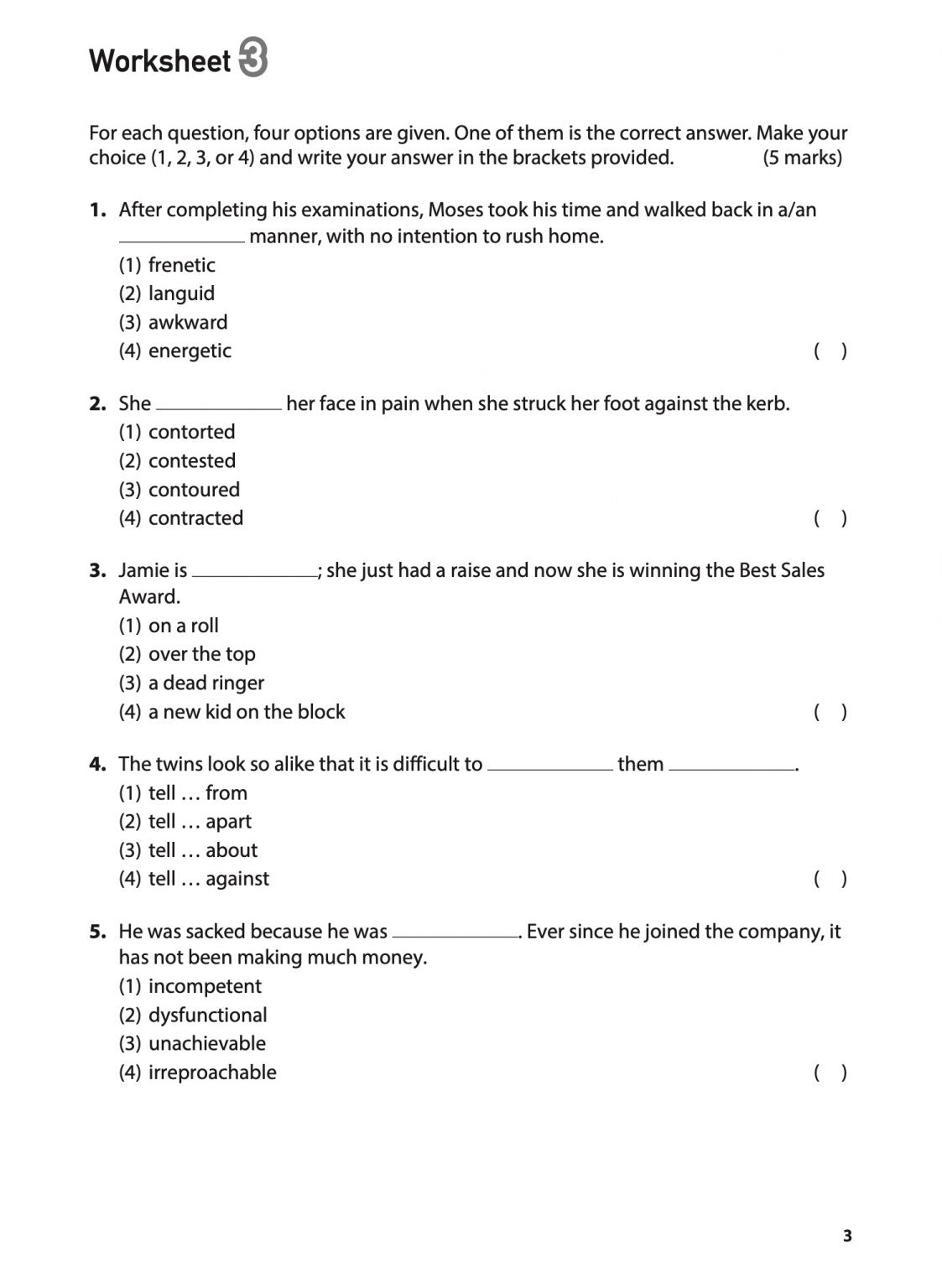 100 English Worksheets Primary 5 & 6: Vocabulary MCQ