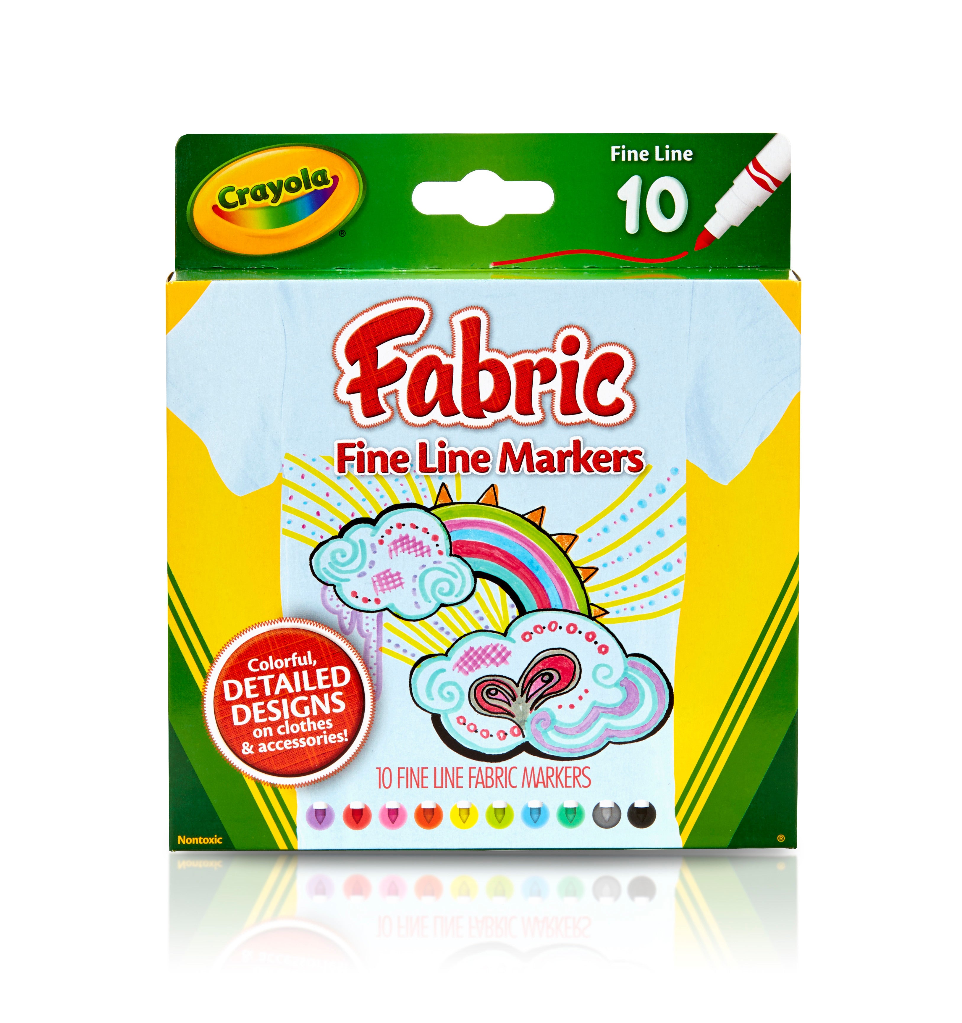 Crayola Permanent Fabric Fine Line Markers - 10 Colors