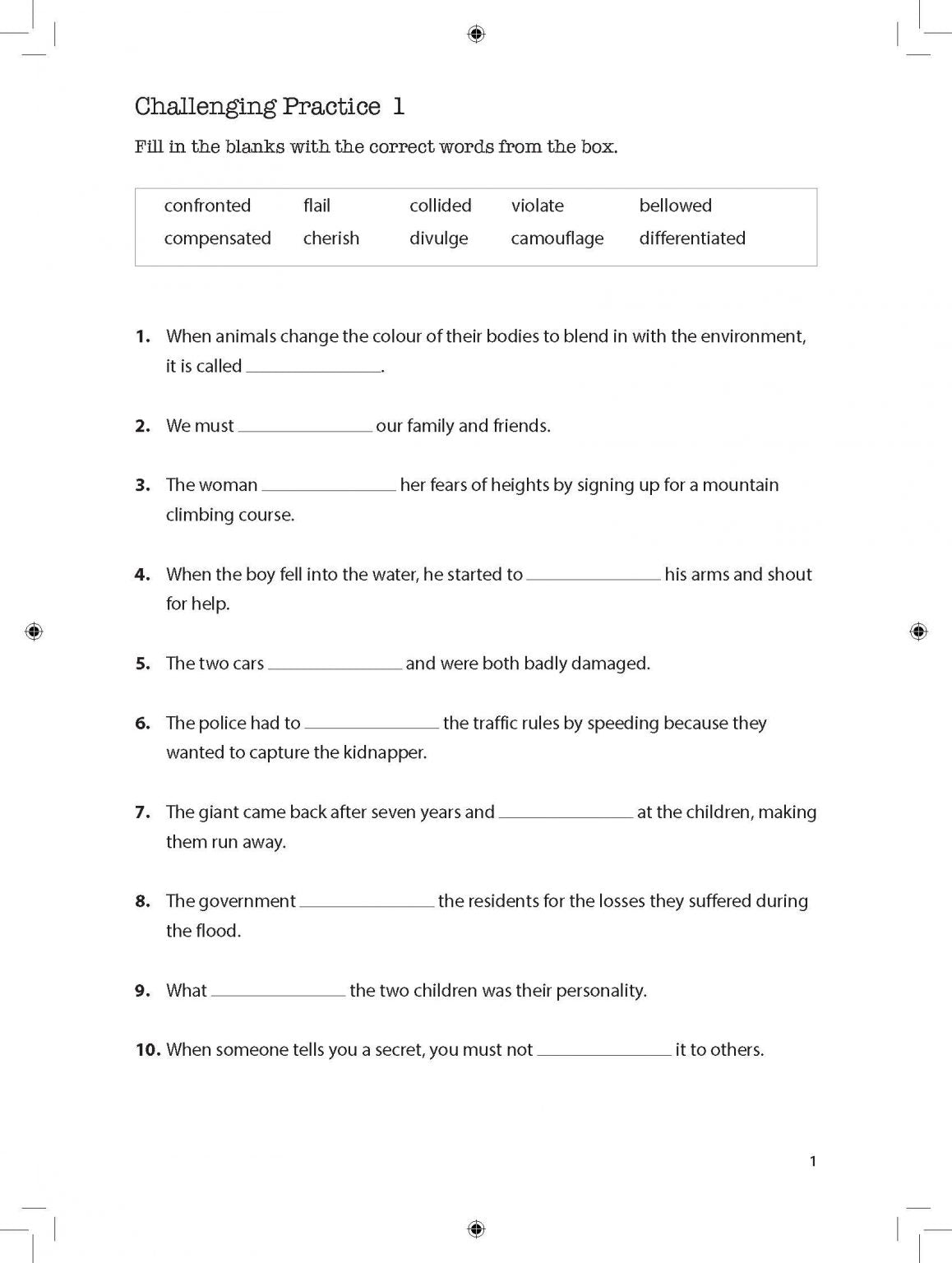 Primary 5 English: Challenging Vocabulary Practice