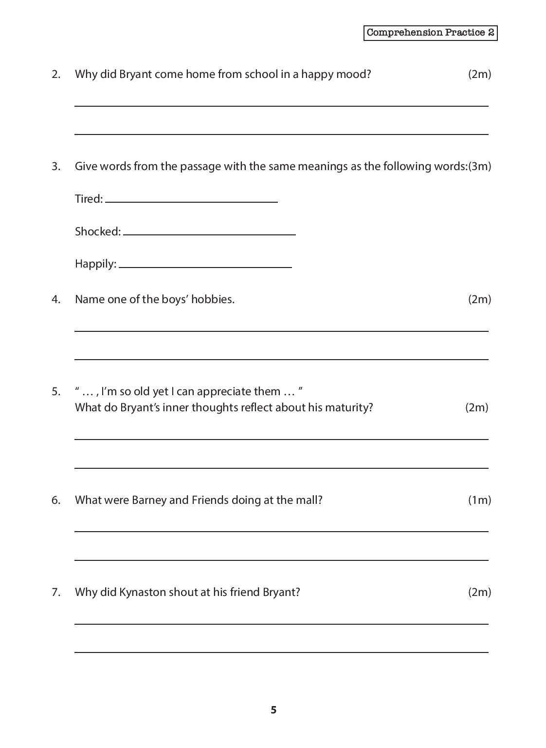 Primary 5 English Comprehension Practice