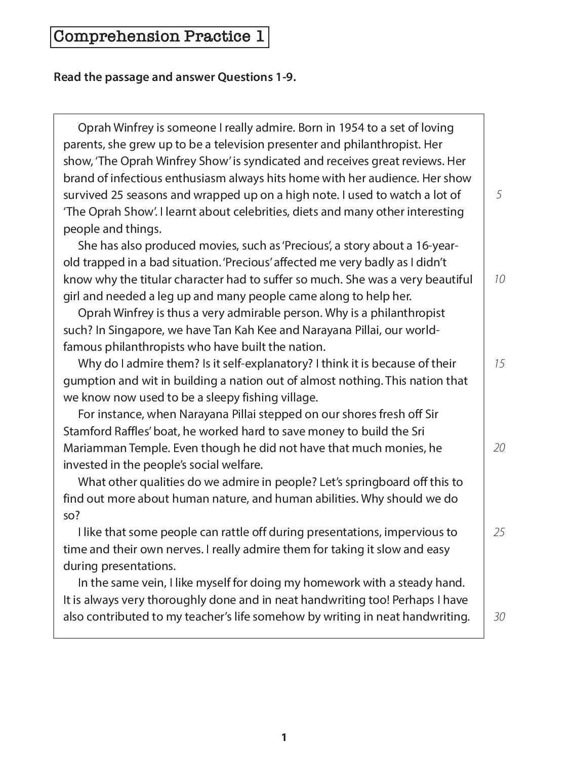 Primary 5 English Comprehension Practice