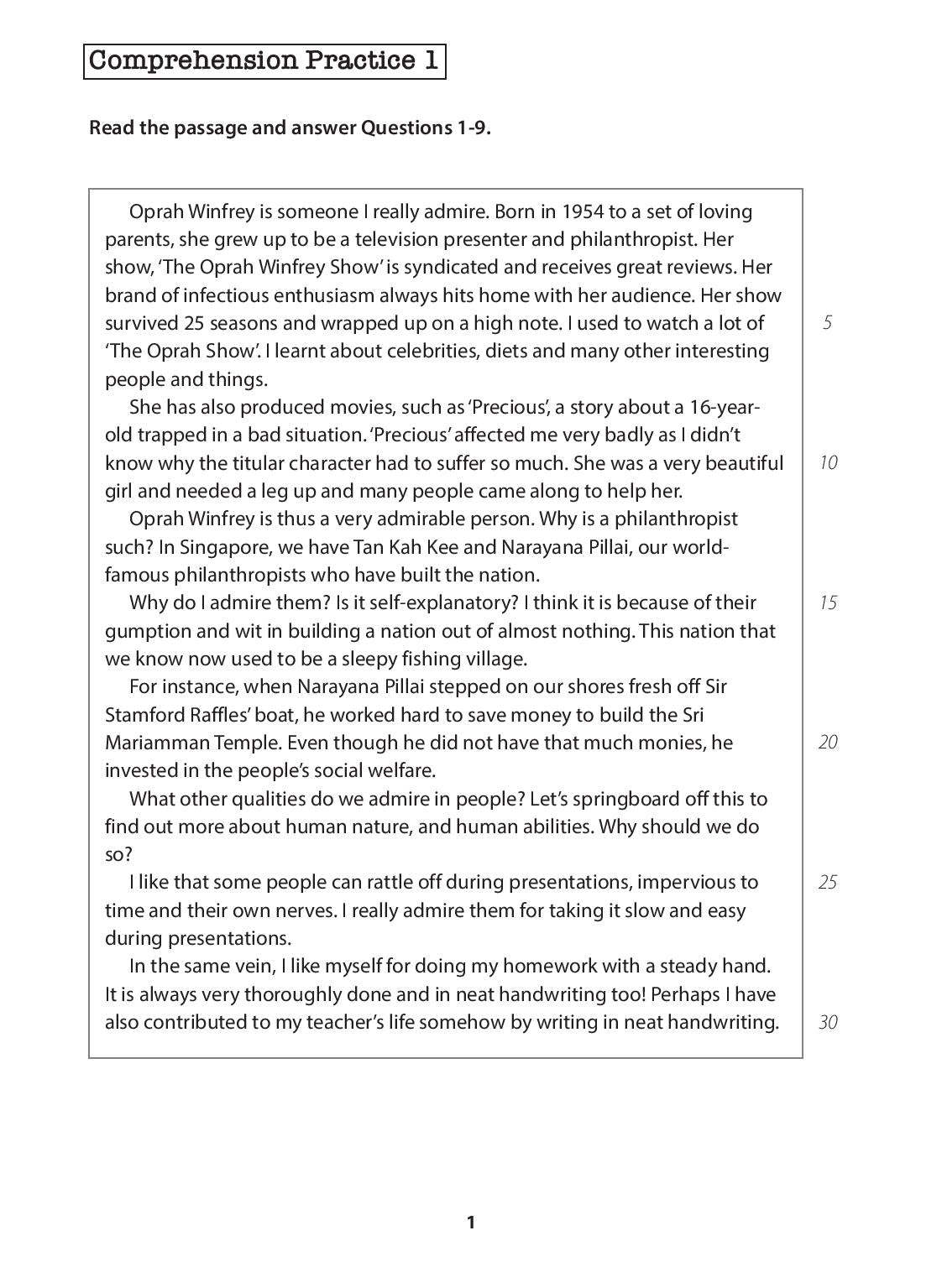 Primary 5 English Comprehension Practice