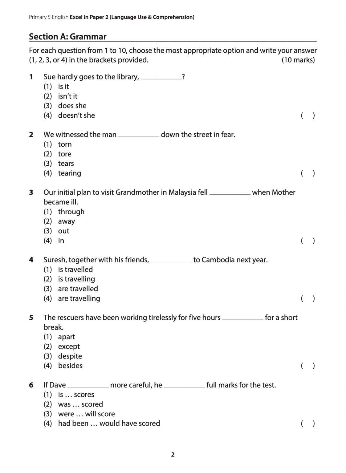 Primary 5 English Excel in Paper 2  Language Use and Comprehension