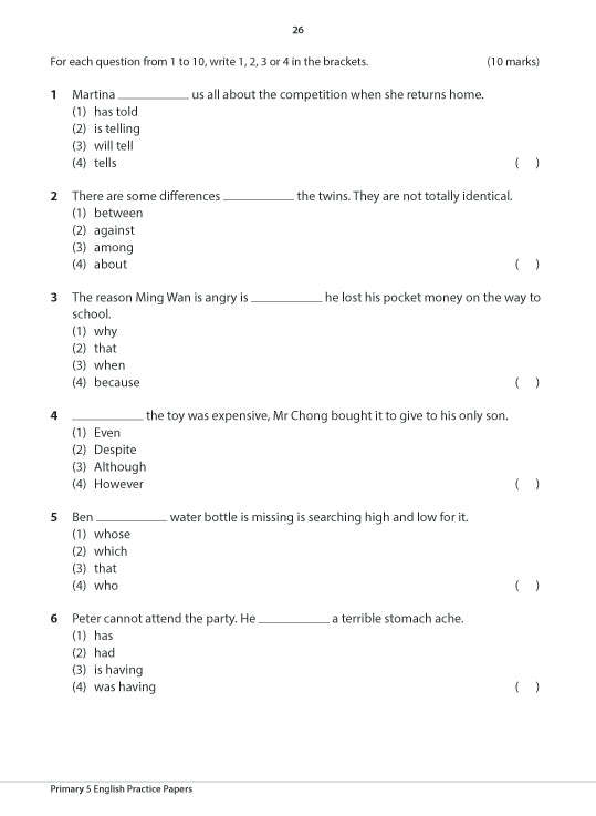 Primary 5 English Practice Papers