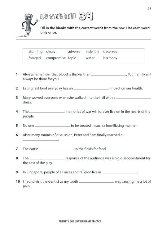 Primary 5 English Vocabulary Practice